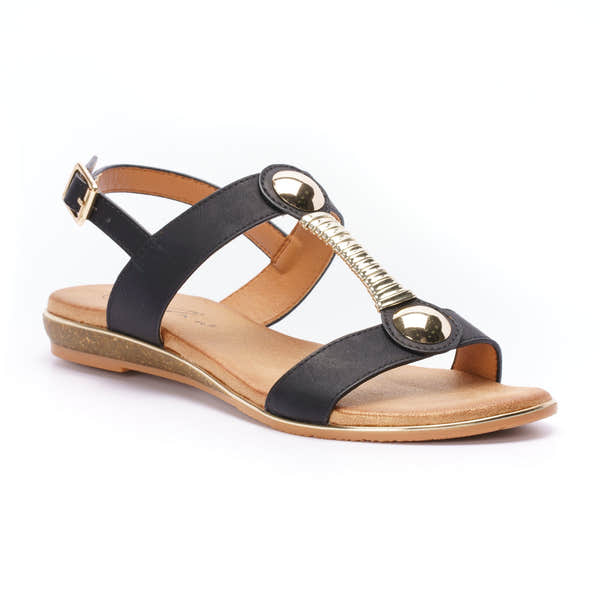 Lunar Renoir JLH276 Ladies Black Pull On Sandals-elevate your sole