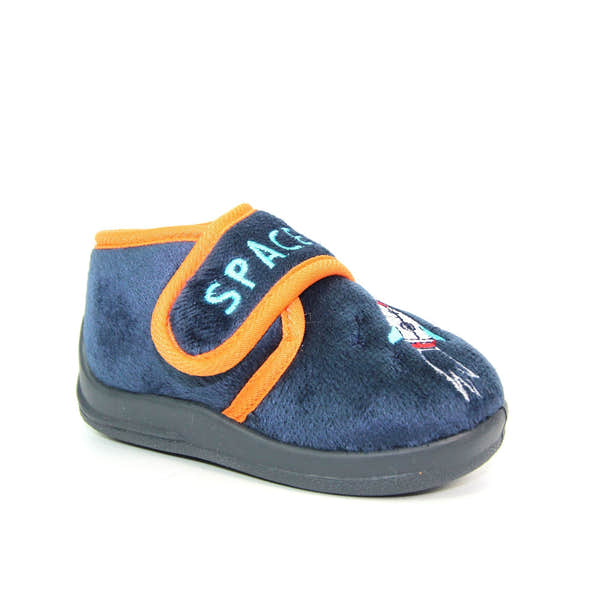 Lunar Space Rocket KCH002 Boys Navy Slippers - elevate your sole