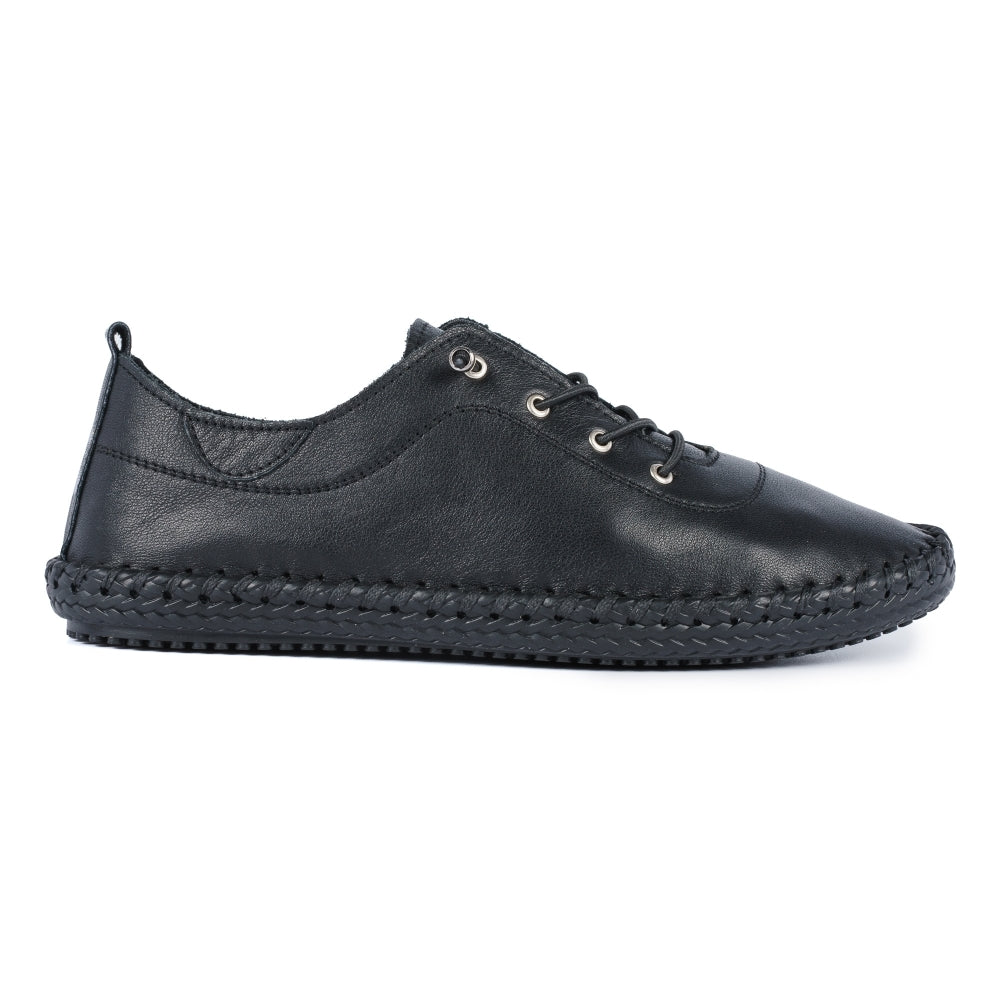 Lunar St Ives FLE030 Ladies Black Leather Elasticated Shoes-elevate your sole