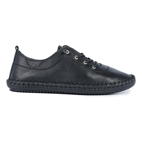Lunar St Ives FLE030 Ladies Black Leather Elasticated Shoes-elevate your sole