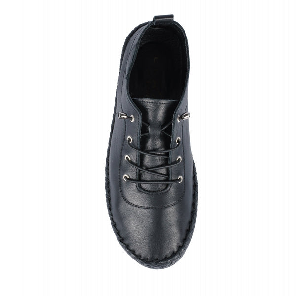 Lunar St Ives FLE030 Ladies Black Leather Elasticated Shoes-elevate your sole