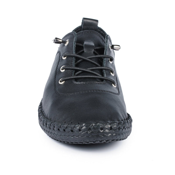 Lunar St Ives FLE030 Ladies Black Leather Elasticated Shoes-elevate your sole