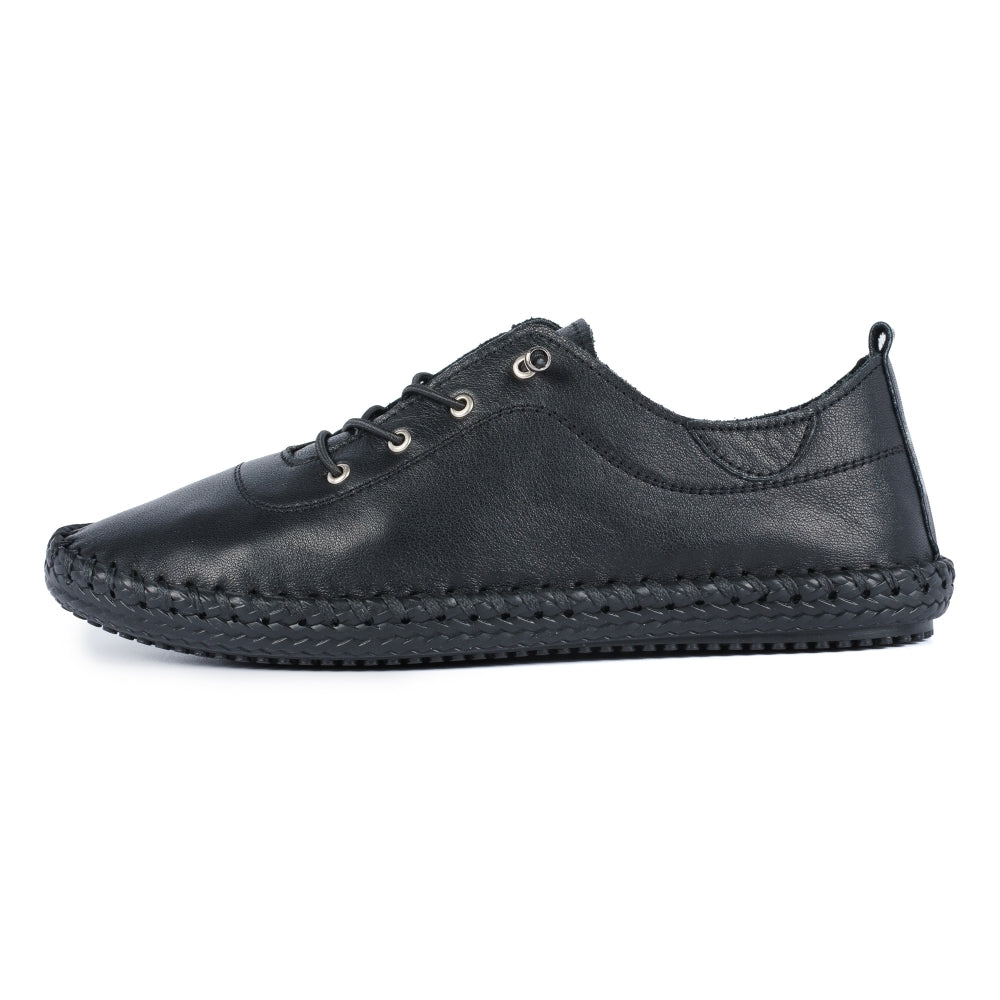 Lunar St Ives FLE030 Ladies Black Leather Elasticated Shoes-elevate your sole