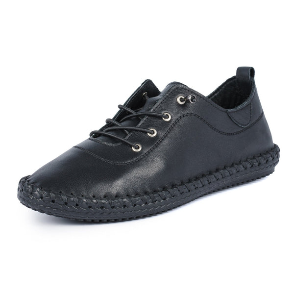 Lunar St Ives FLE030 Ladies Black Leather Elasticated Shoes-elevate your sole