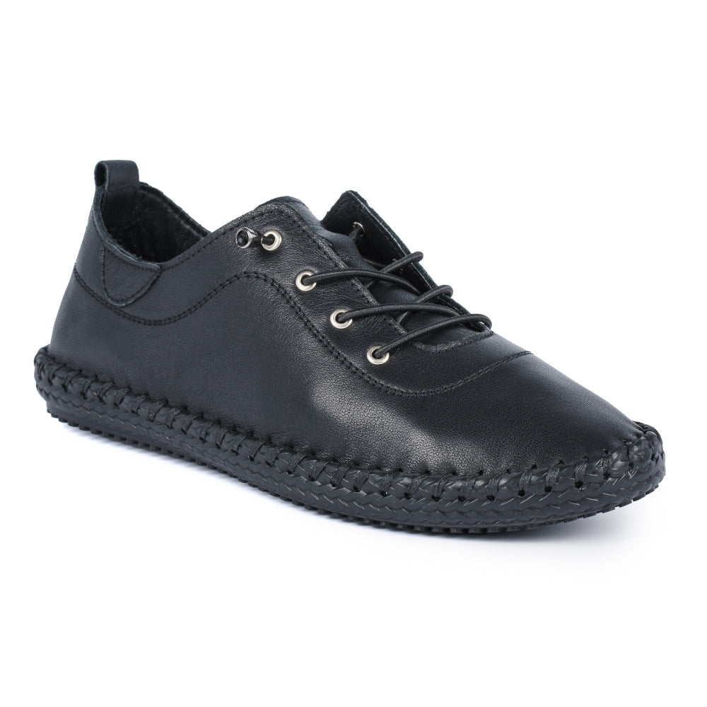 Lunar St Ives FLE030 Ladies Black Leather Elasticated Shoes-elevate your sole