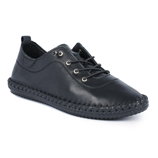 Lunar St Ives FLE030 Ladies Black Leather Elasticated Shoes-elevate your sole