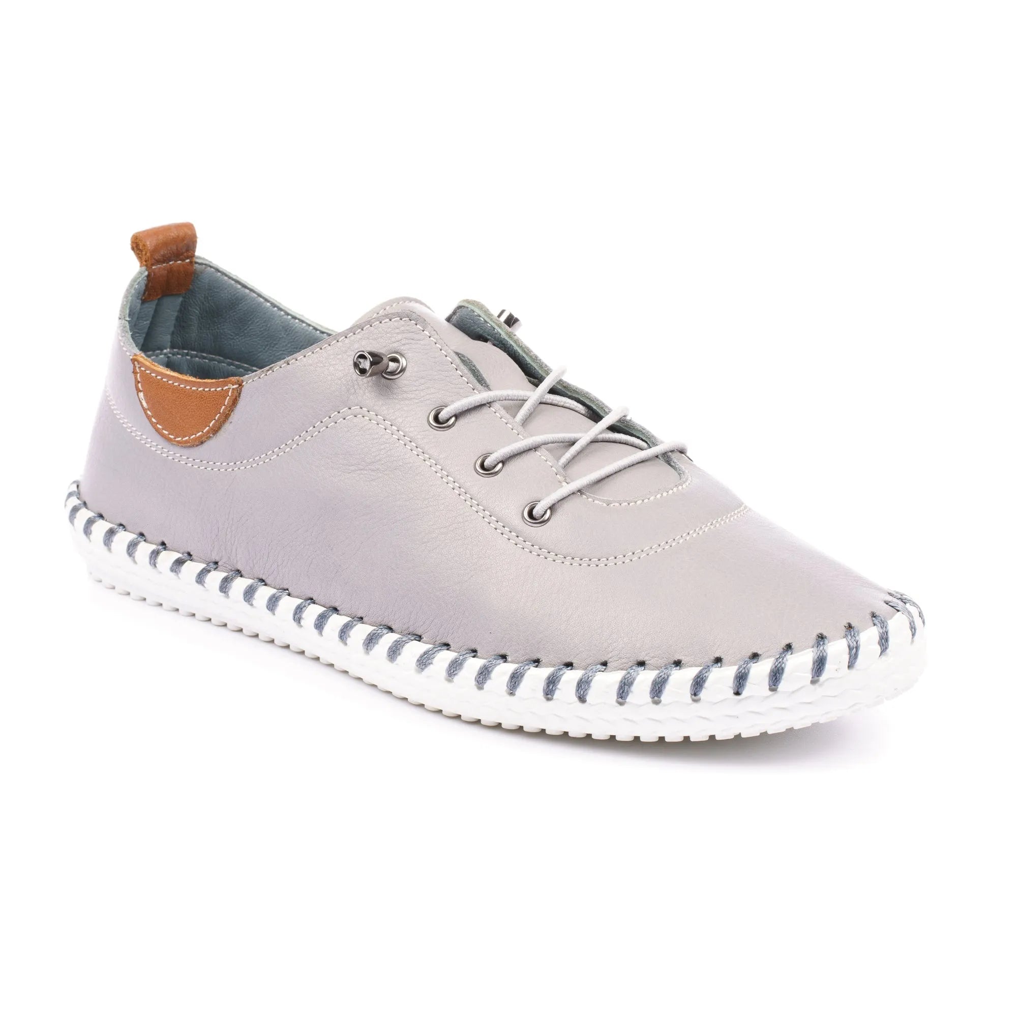 Lunar St Ives FLE030 Ladies Grey Leather Elasticated Shoes-elevate your sole