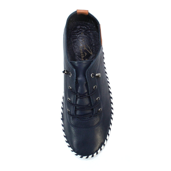 Lunar St Ives FLE030 Ladies Navy Leather Plimsoll Shoes - elevate your sole