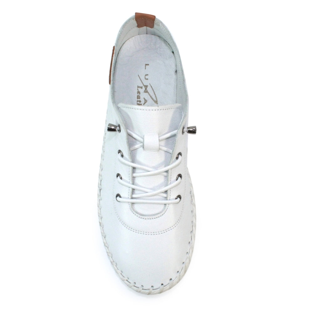 Lunar St Ives FLE030 Ladies White Leather Plimsoll Shoes-elevate your sole