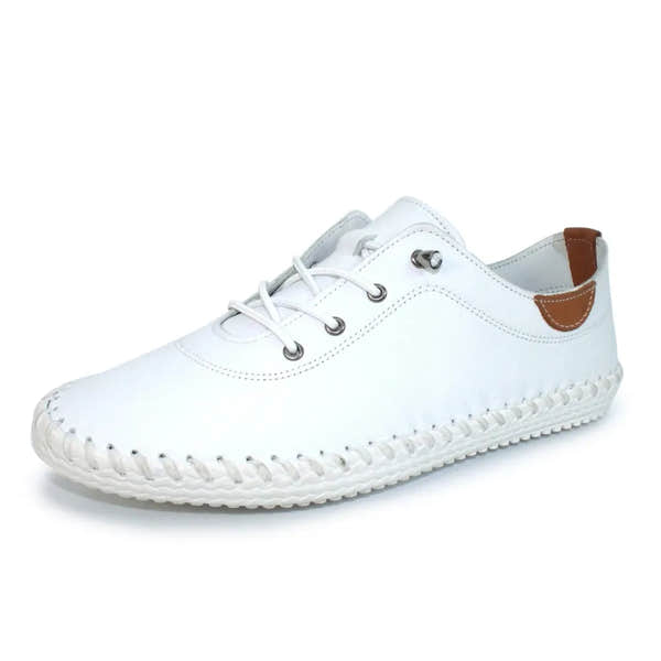 Lunar St Ives FLE030 Ladies White Leather Plimsoll Shoes-elevate your sole