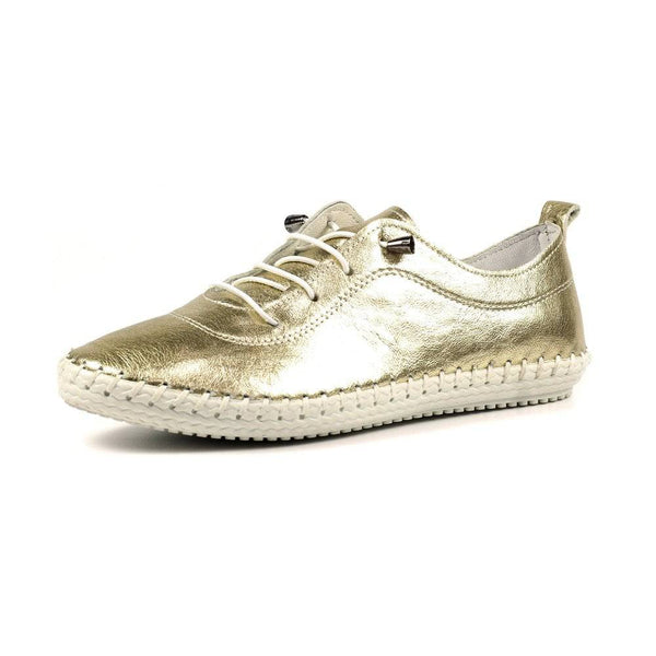 Lunar St Ives FLE044 Metallic Gold Ladies Leather Elasticated Shoes-elevate your sole