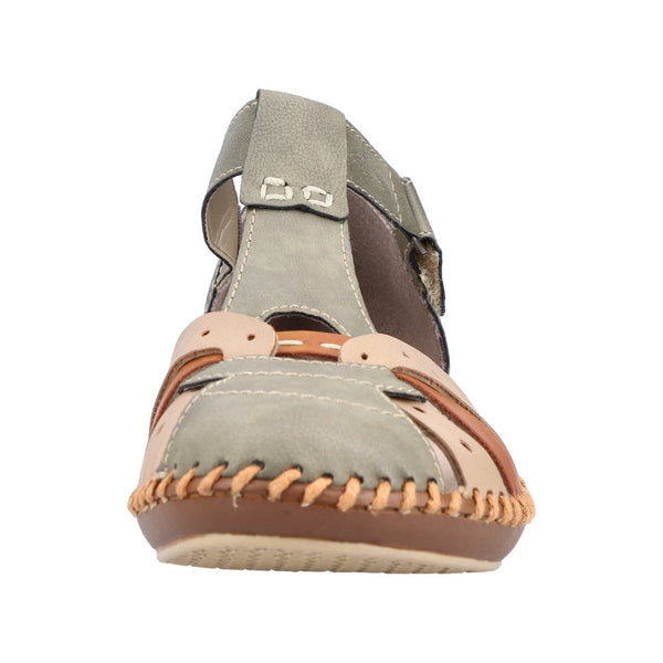 Rieker M1655-54 Ladies Sage Multi Touch Fastening Sandals