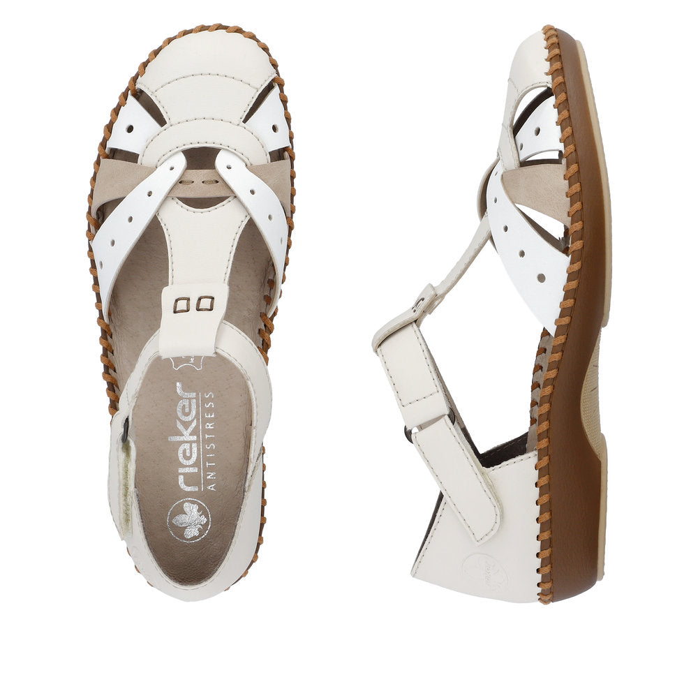 Rieker M1655-61 Ladies White Multi Touch Fastening Sandals