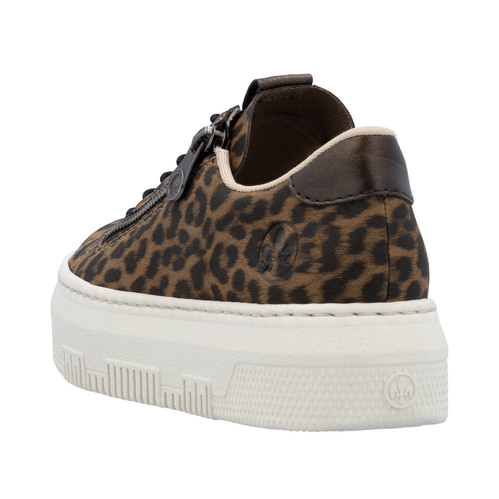 Rieker M1953-90 Ladies Animal Print Synthetic Leather Zip & Lace Shoes