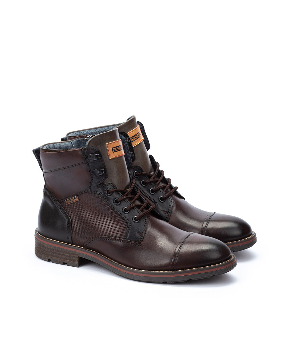 Pikolinos York M2M-8156C1 Mens Olmo Grey Leather Zip & Lace Ankle Boots