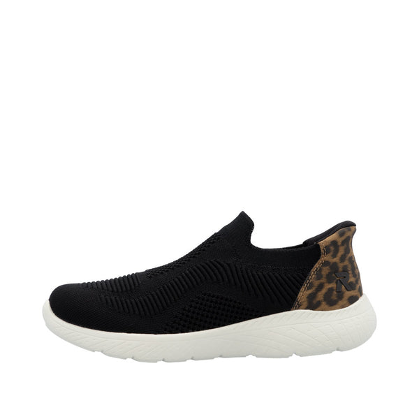 Rieker M5072-01 Ready2Go Ladies Black Textile Slip On Trainers