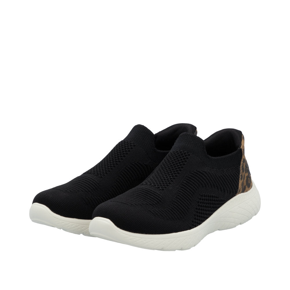 Rieker M5072-01 Ready2Go Ladies Black Textile Slip On Trainers
