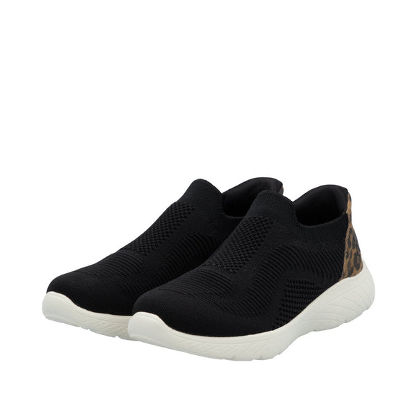 Rieker M5072-01 Ready2Go Ladies Black Textile Slip On Trainers
