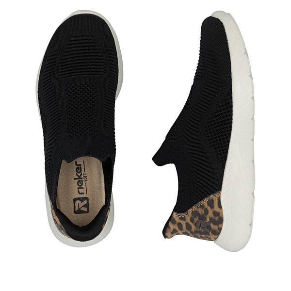 Rieker M5072-01 Ready2Go Ladies Black Textile Slip On Trainers