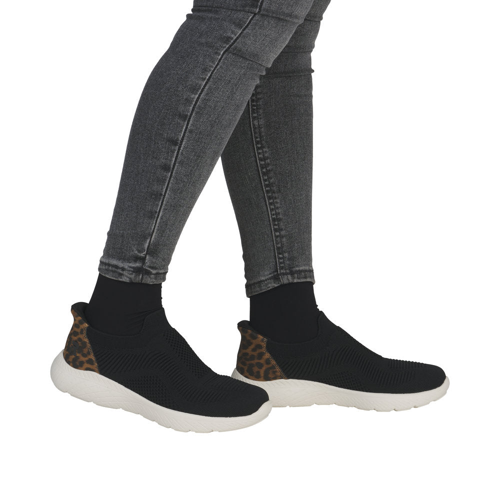 Rieker M5072-01 Ready2Go Ladies Black Textile Slip On Trainers