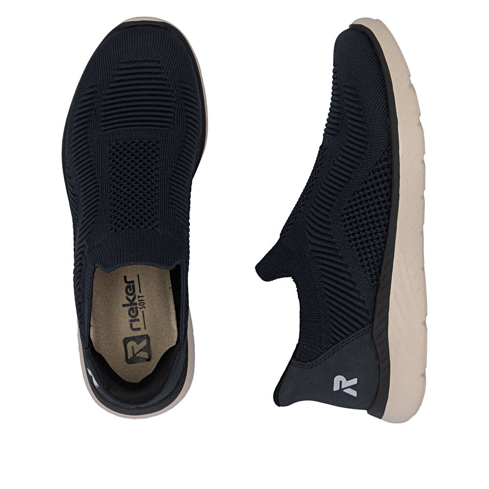 Rieker M5072-14 Ready2Go Ladies Blue Textile Slip On Trainers