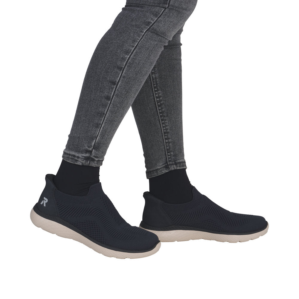 Rieker M5072-14 Ready2Go Ladies Blue Textile Slip On Trainers