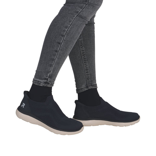 Rieker M5072-14 Ready2Go Ladies Blue Textile Slip On Trainers