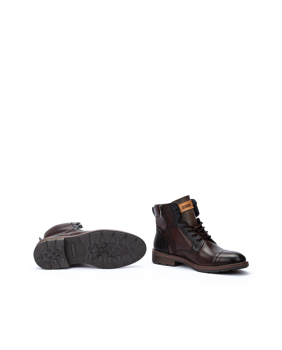 Pikolinos York M2M-8156C1 Mens Olmo Grey Leather Zip & Lace Ankle Boots