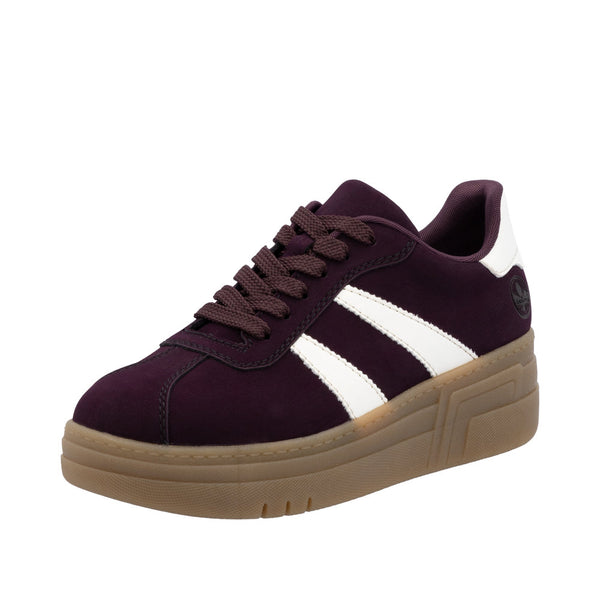 Rieker M7601-30 Ladies Purple Lace Up Trainers