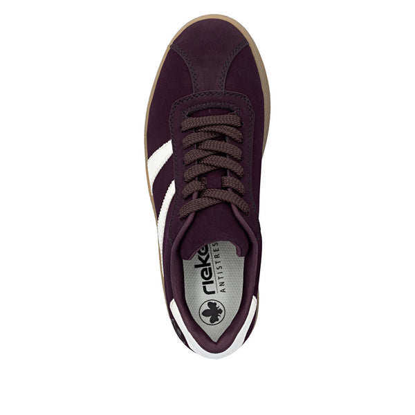 Rieker M7601-30 Ladies Purple Lace Up Trainers