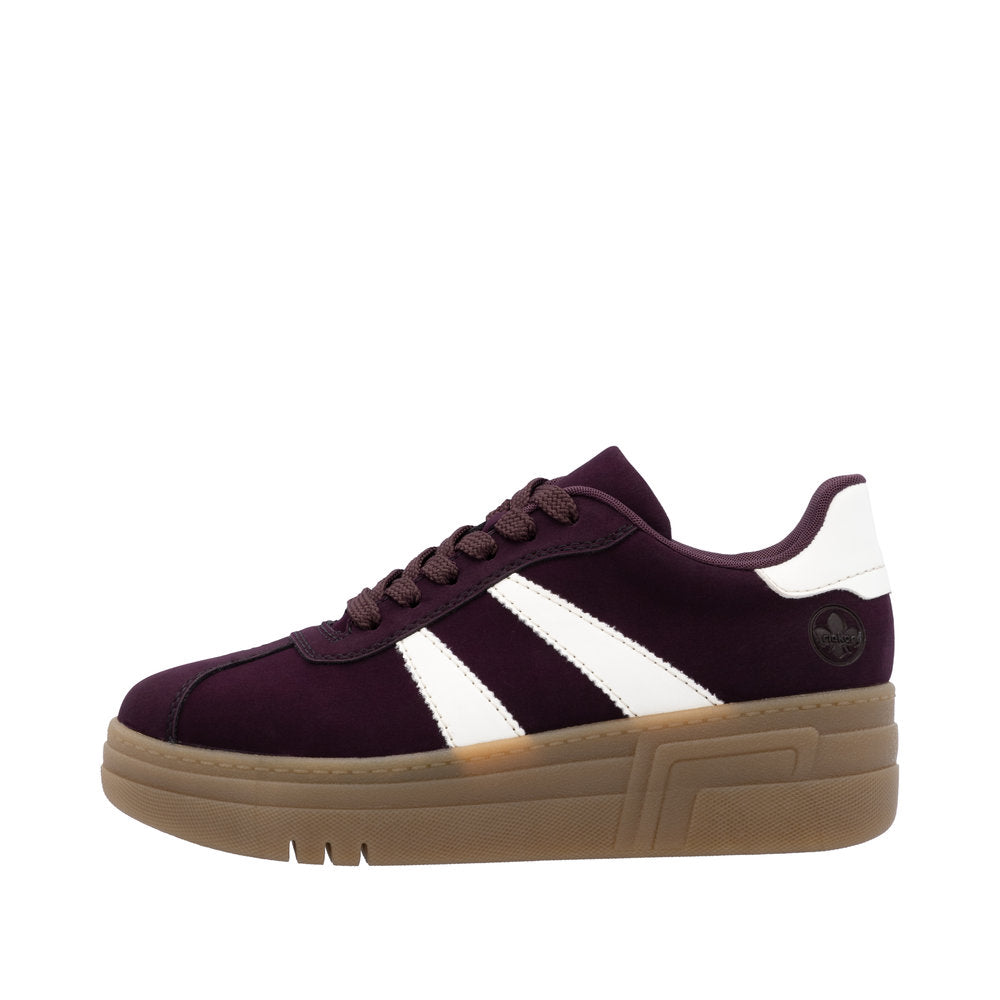 Rieker M7601-30 Ladies Purple Lace Up Trainers