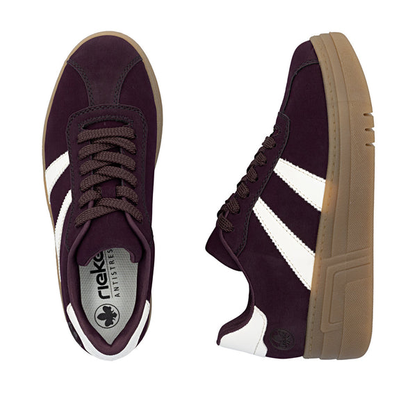 Rieker M7601-30 Ladies Purple Lace Up Trainers