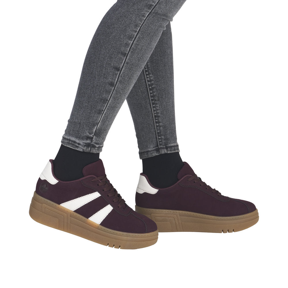 Rieker M7601-30 Ladies Purple Lace Up Trainers
