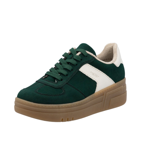 Rieker M7602-54 Ladies Green Lace Up Trainers