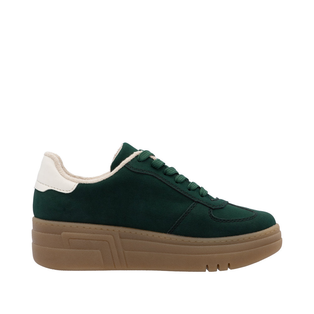 Rieker M7602-54 Ladies Green Lace Up Trainers
