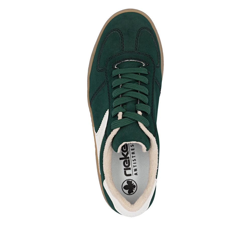 Rieker M7602-54 Ladies Green Lace Up Trainers