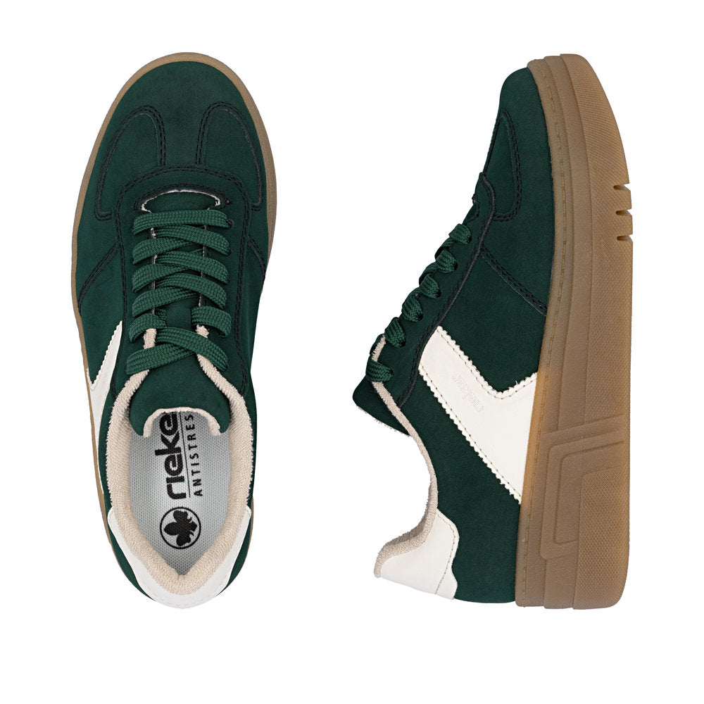Rieker M7602-54 Ladies Green Lace Up Trainers