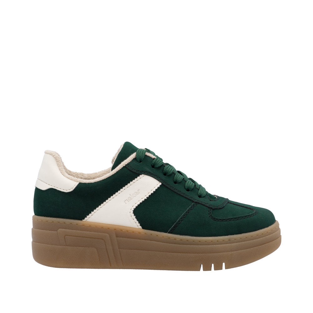 Rieker M7602-54 Ladies Green Lace Up Trainers