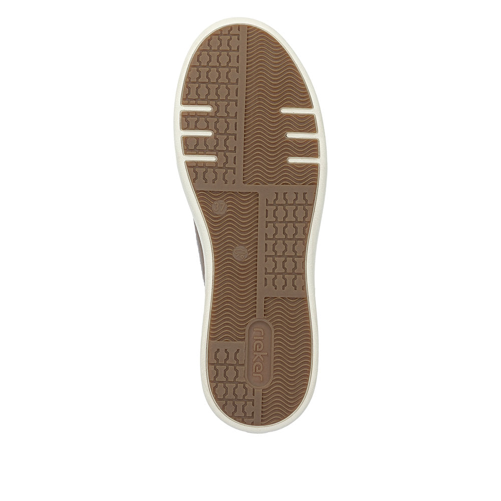 Rieker M7702-64 Ladies Beige Patent Zip & Lace Trainers