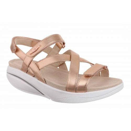 MBT Kiburi Classic Ladies Rose Gold Leather Sandals with arch support and touch fastening, designed for comfort and style.