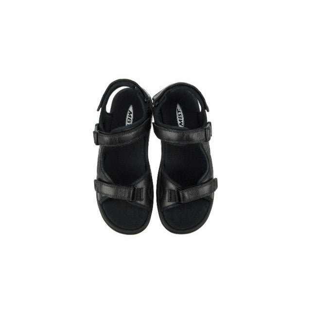 MBT Kisumu 3S Mens Black Leather Arch Support Touch Fastening Sandals-elevate your sole