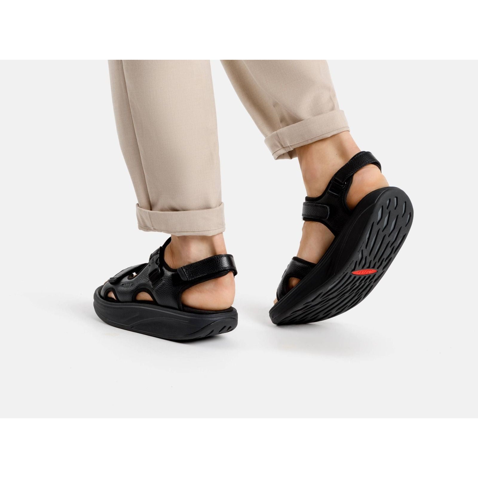 MBT Kisumu 3S Mens Black Leather Arch Support Touch Fastening Sandals-elevate your sole