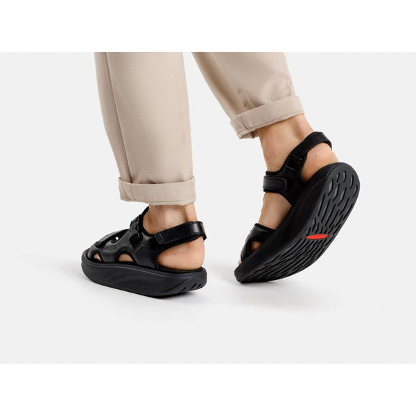 MBT Kisumu 3S Mens Black Leather Arch Support Touch Fastening Sandals-elevate your sole