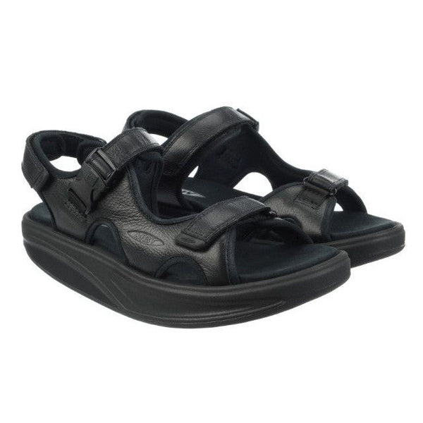MBT Kisumu 3S Mens Black Leather Arch Support Touch Fastening Sandals-elevate your sole