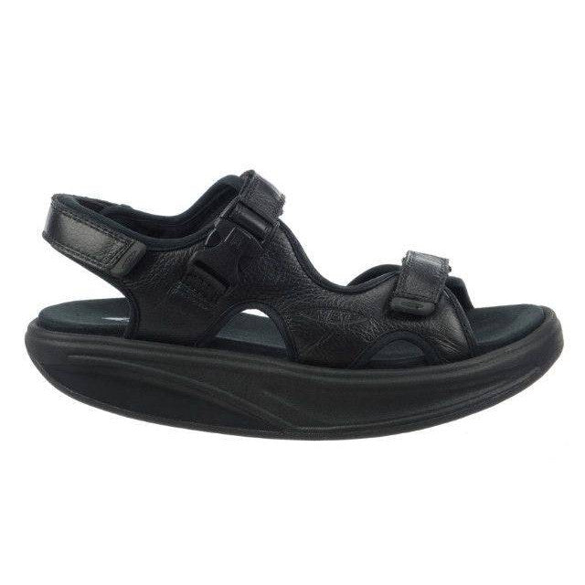 MBT Kisumu 3S Mens Black Leather Arch Support Touch Fastening Sandals-elevate your sole