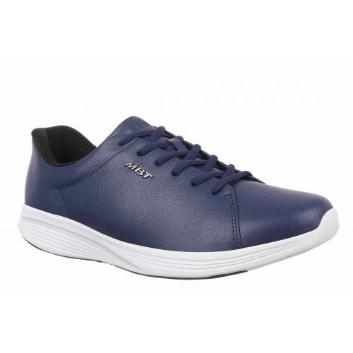 Men's navy MBT SF-4000 lace-up trainers with arch support, lightweight sole, and casual athletic design.