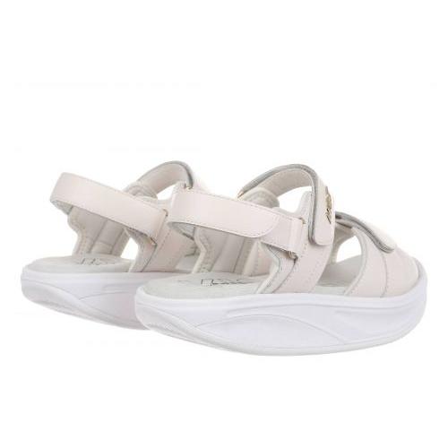 Ladies ivory leather MBT Sumu 8 W sandals with touch fastenings, supportive sole, and open-toe design.