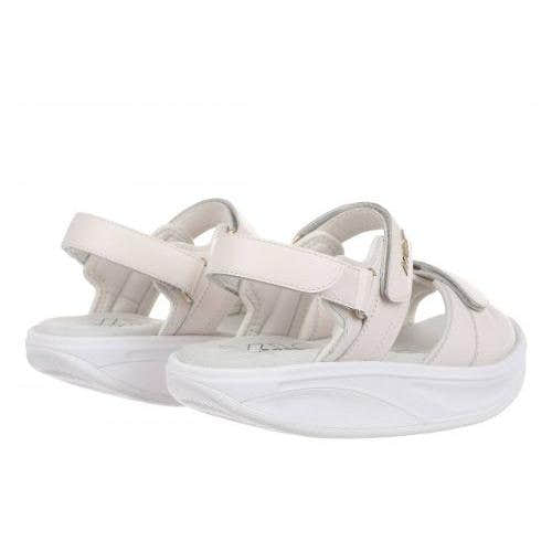 Ladies ivory leather MBT Sumu 8 W sandals with touch fastenings, supportive sole, and open-toe design.