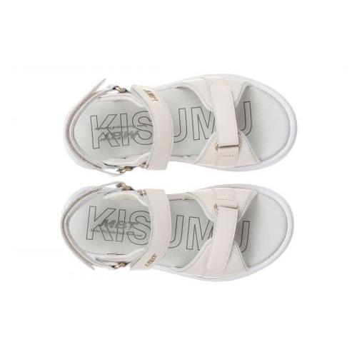 Ladies ivory leather MBT SUMU 8 W sandals with touch fastening straps and open toe design.