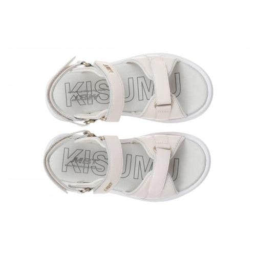 Ladies ivory leather MBT SUMU 8 W sandals with touch fastening straps and open toe design.
